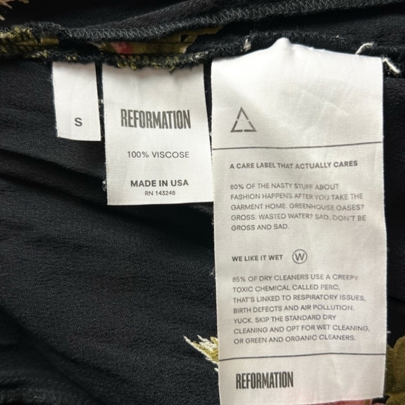 REFORMATION 90s Floral Print Crepe Short Sleeve Fit & Flare Skater Mini Dress - Picture 4 of 4